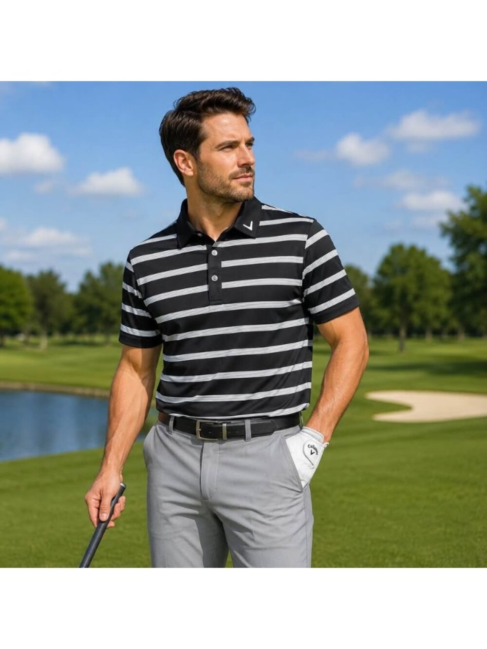 Callaway Golf Striped Polo β Menβs Medium